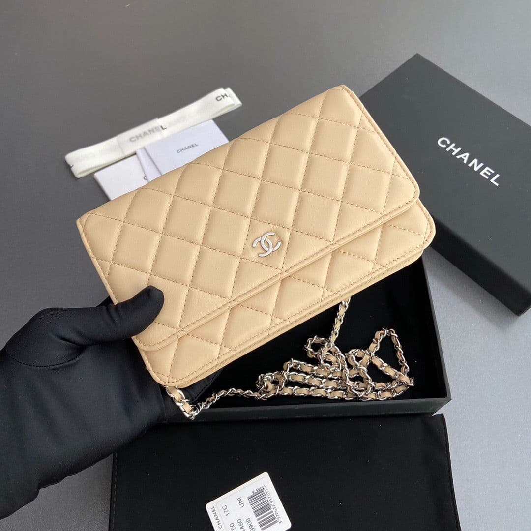 Chanel Wallet On Chain Beige Silver Hardware .