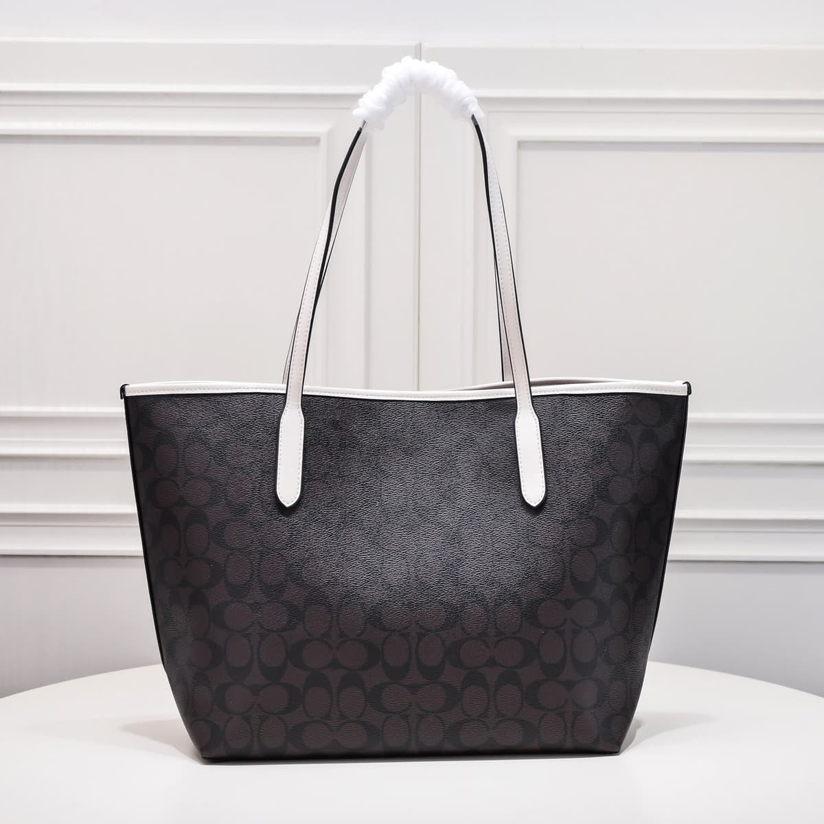 Coach City Tote Varsity Signature Canvas Brown / Off-White