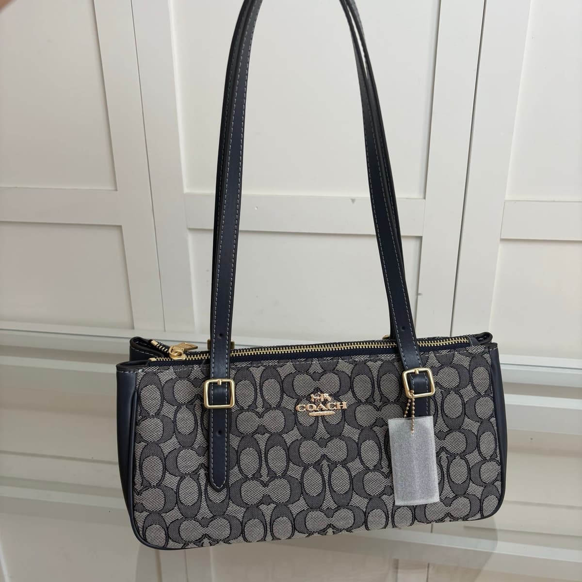 Coach Asher Shoulder Bag em Signature Canvas Grafite