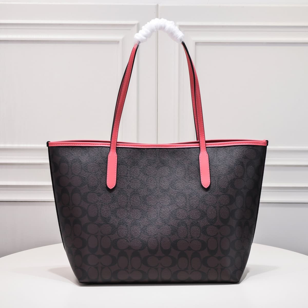 Coach City Tote Varsity Signature Canvas Brown / Pink