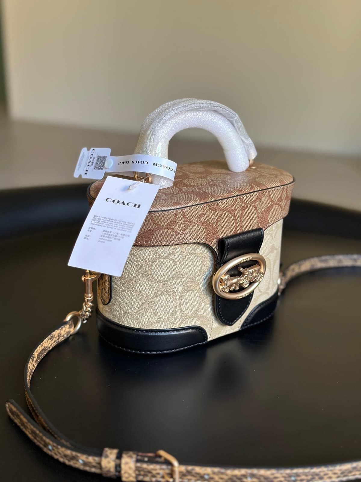 Coach Georgie Gem Crossbody Bag Shouder Khaki Bege Ferragens Douradas