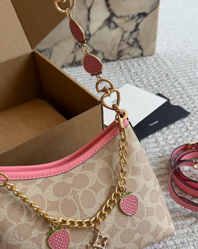 Coach Laurel Midnight Charm Shoulder Bag Beje/Pink