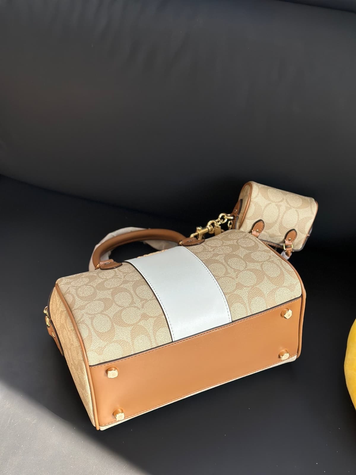 Coach Rowan Satchel Khaki Saddle Chalk