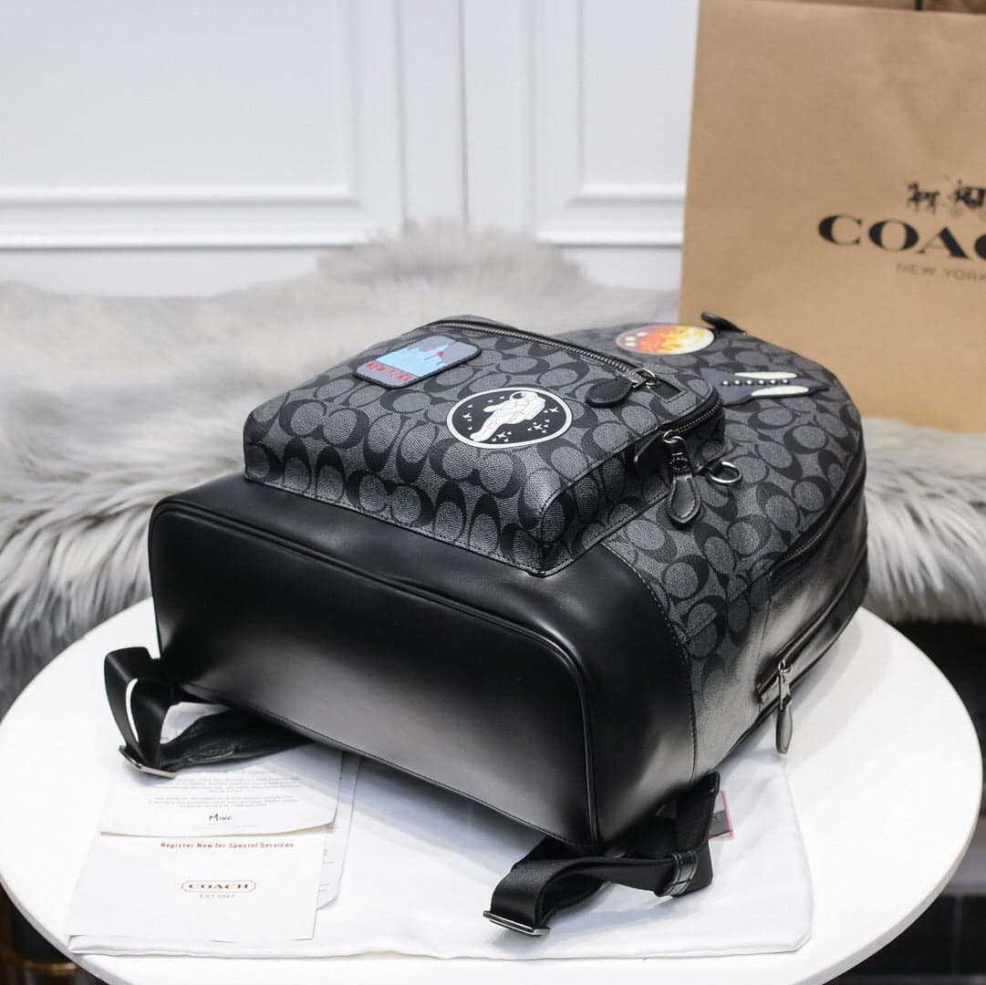 Coach West Backpack Space Edition Signature Canvas Black
