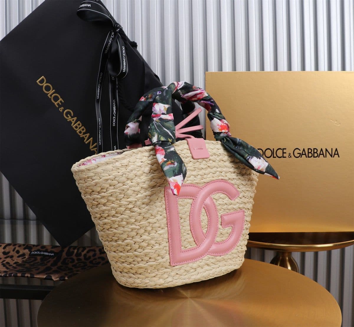 Dolce & Gabbana Kendra Small Raffia Tote Bag
