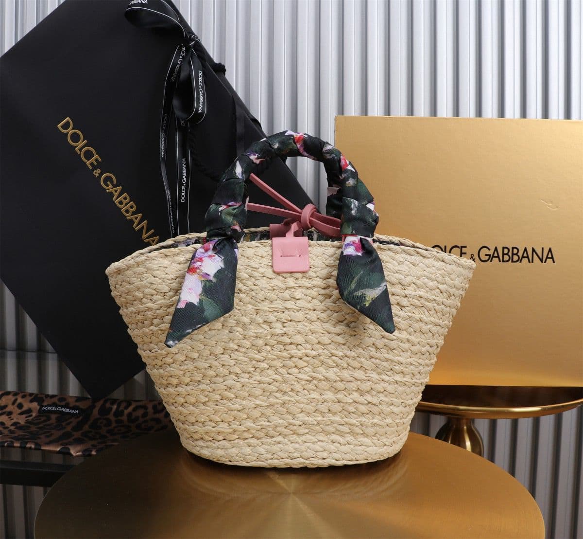 Dolce & Gabbana Kendra Small Raffia Tote Bag