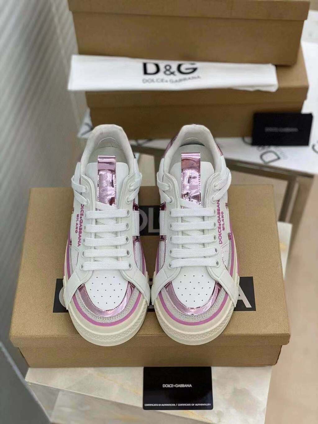 White & Pink Custom 2Zero Sneakers