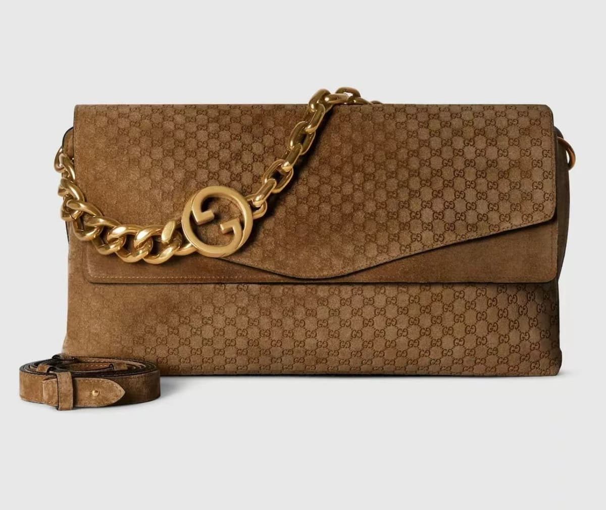 Gucci Blondie GG Monogram Shoulder Bag Marrom .