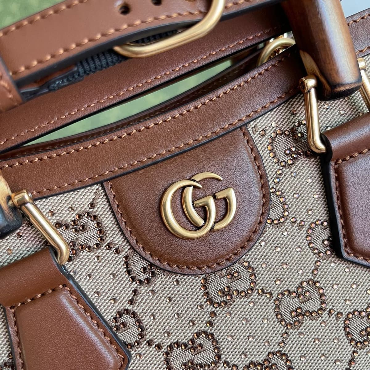 Gucci Diana Jumbo GG Tote Bag Small Camel/Ebony