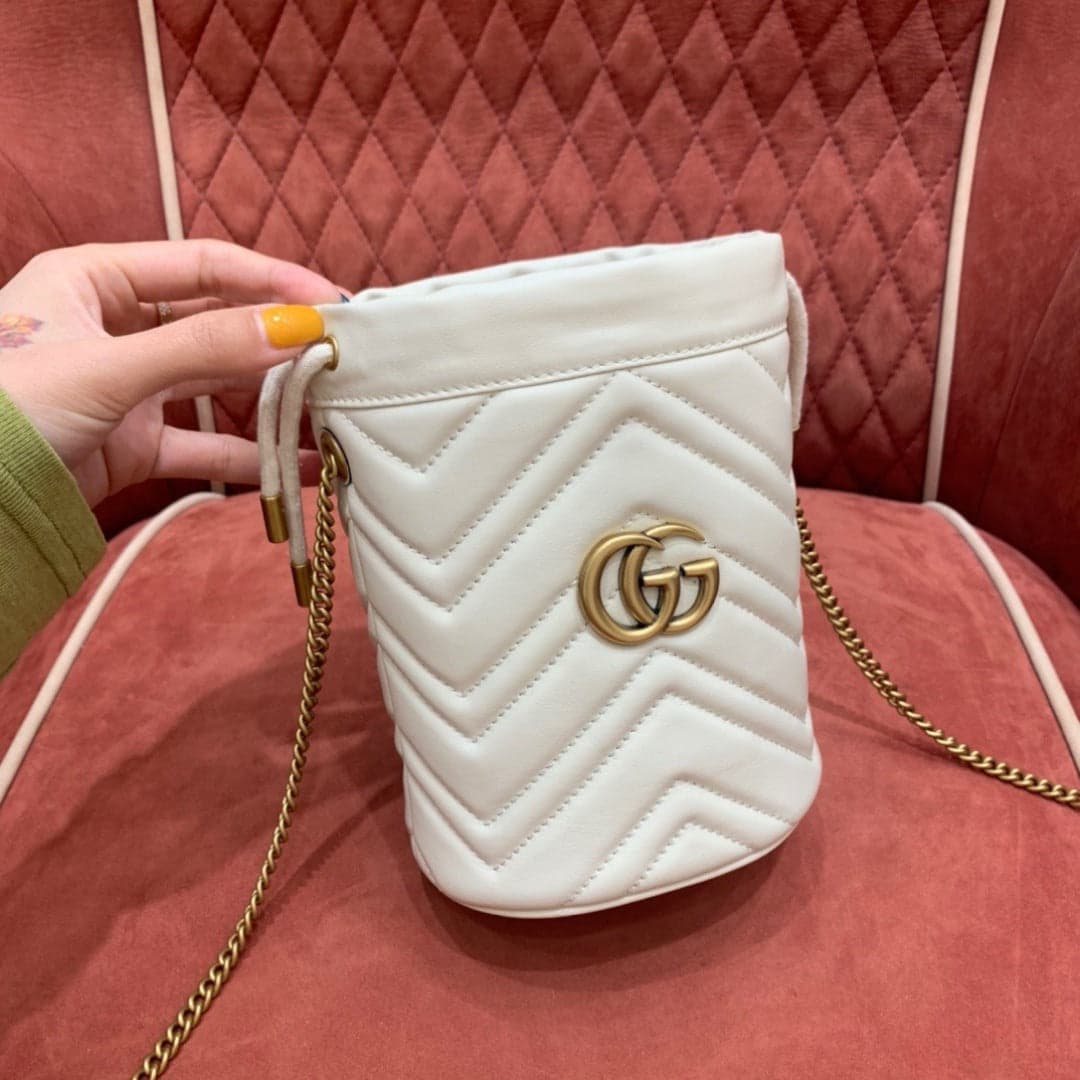 Gucci GG Marmont Mini Bucket Red White Bag