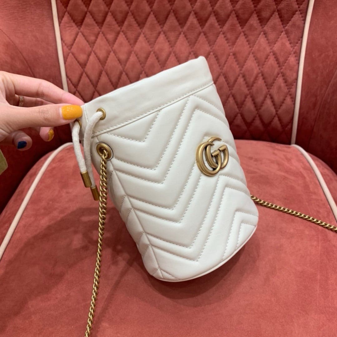 Gucci GG Marmont Mini Bucket Red White Bag