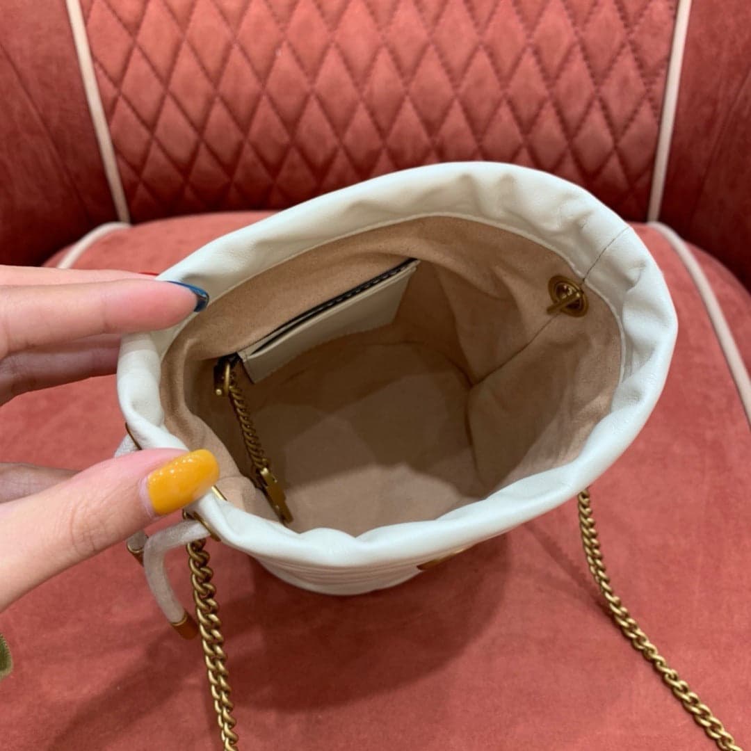 Gucci GG Marmont Mini Bucket Red White Bag