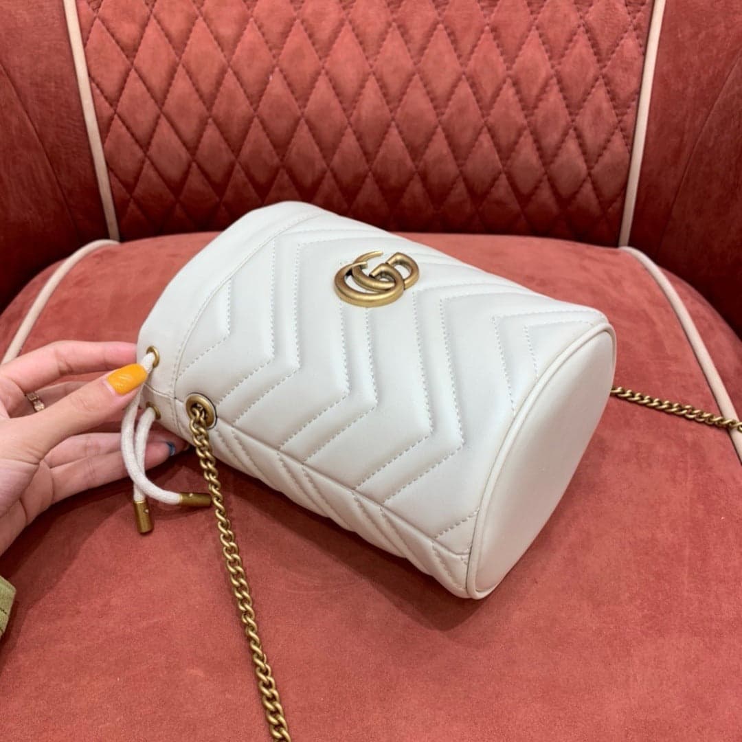 Gucci GG Marmont Mini Bucket Red White Bag