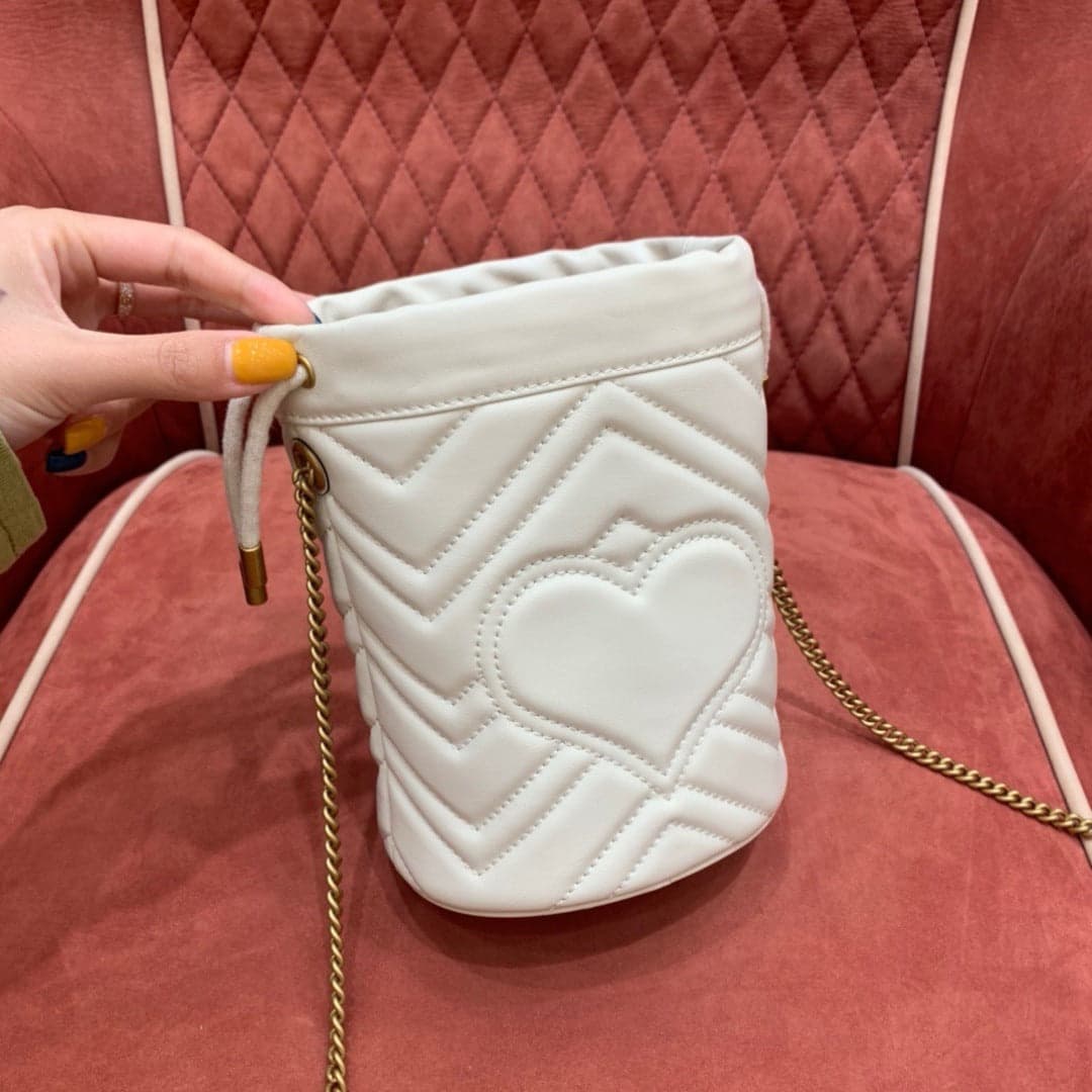 Gucci GG Marmont Mini Bucket Red White Bag