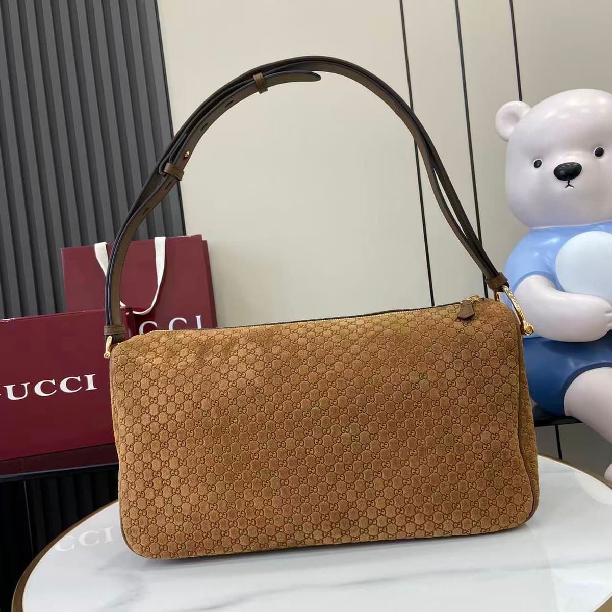 Gucci GG Shoulder Bag Canvas Brown .