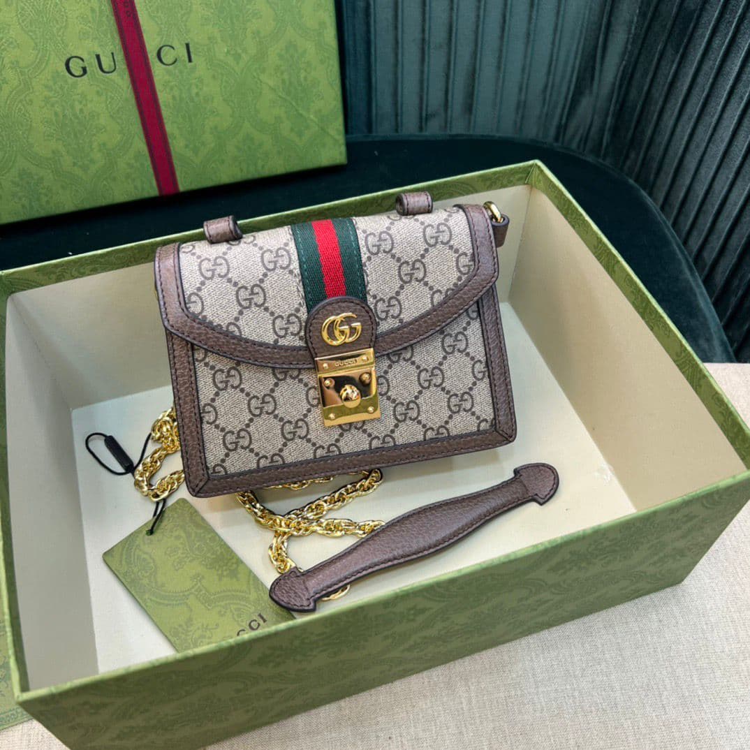 Gucci GG Supreme Mini Shoulder Bag Web Stripe .