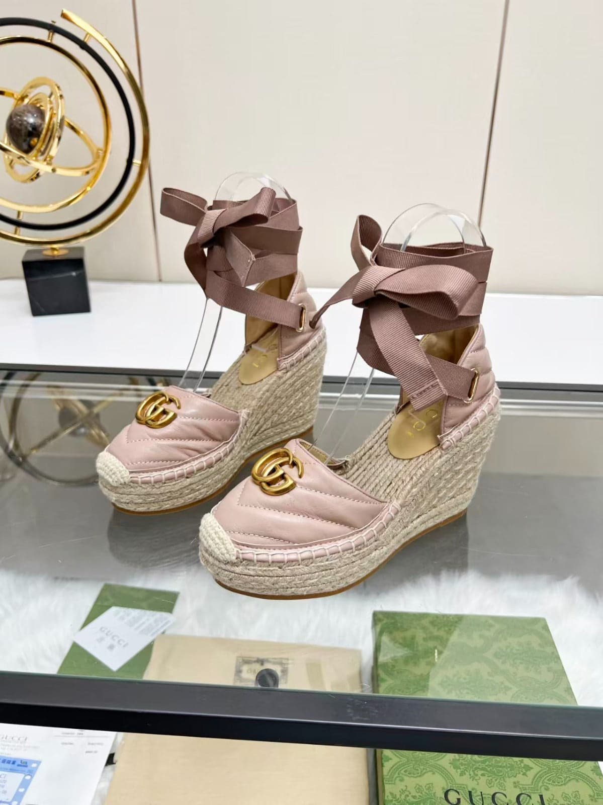 Gucci Marmont Espadrille Anabela Rosa
