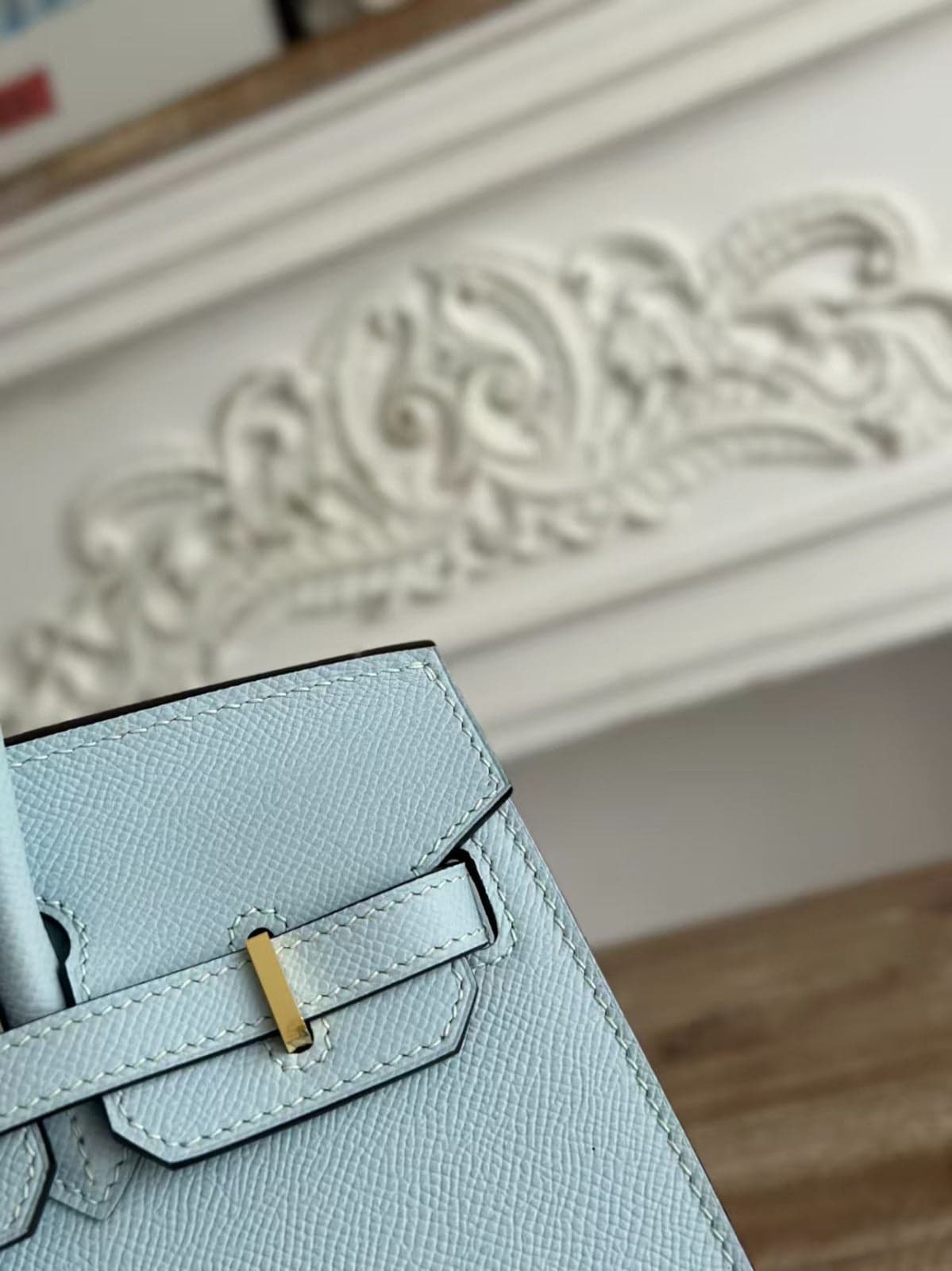 Hermès Birkin Bag Couro Blue Brume .
