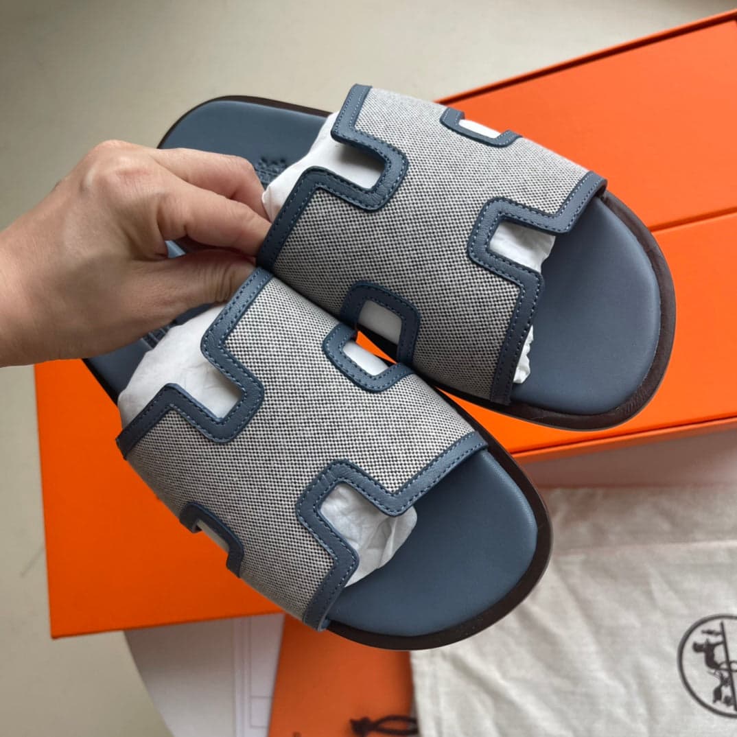 Hermes Izmir Sandal Bleu Céleste Suede Goatskin Leather