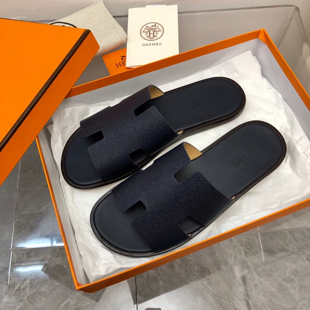 Hermes Izmir Sandal Noir Smooth Calfskin Leather Black ( Pronta entrega )