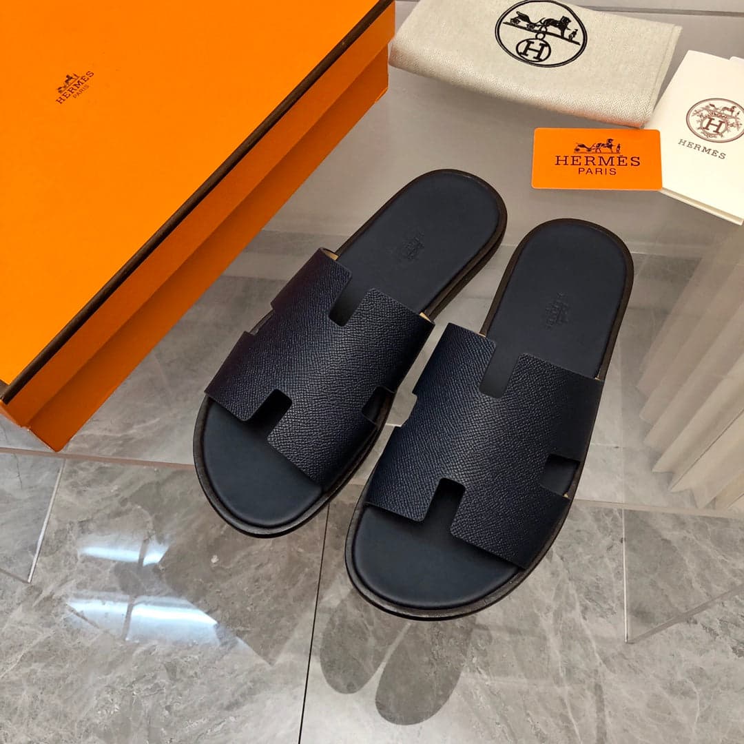 Hermes Izmir Sandal Noir Smooth Calfskin Leather Black ( Pronta entrega )