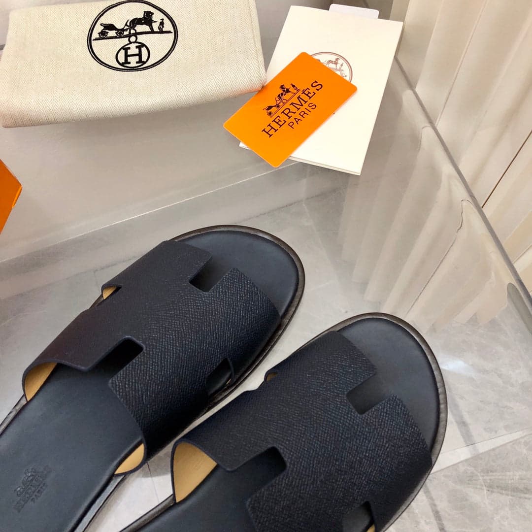 Hermes Izmir Sandal Noir Smooth Calfskin Leather Black ( Pronta entrega )