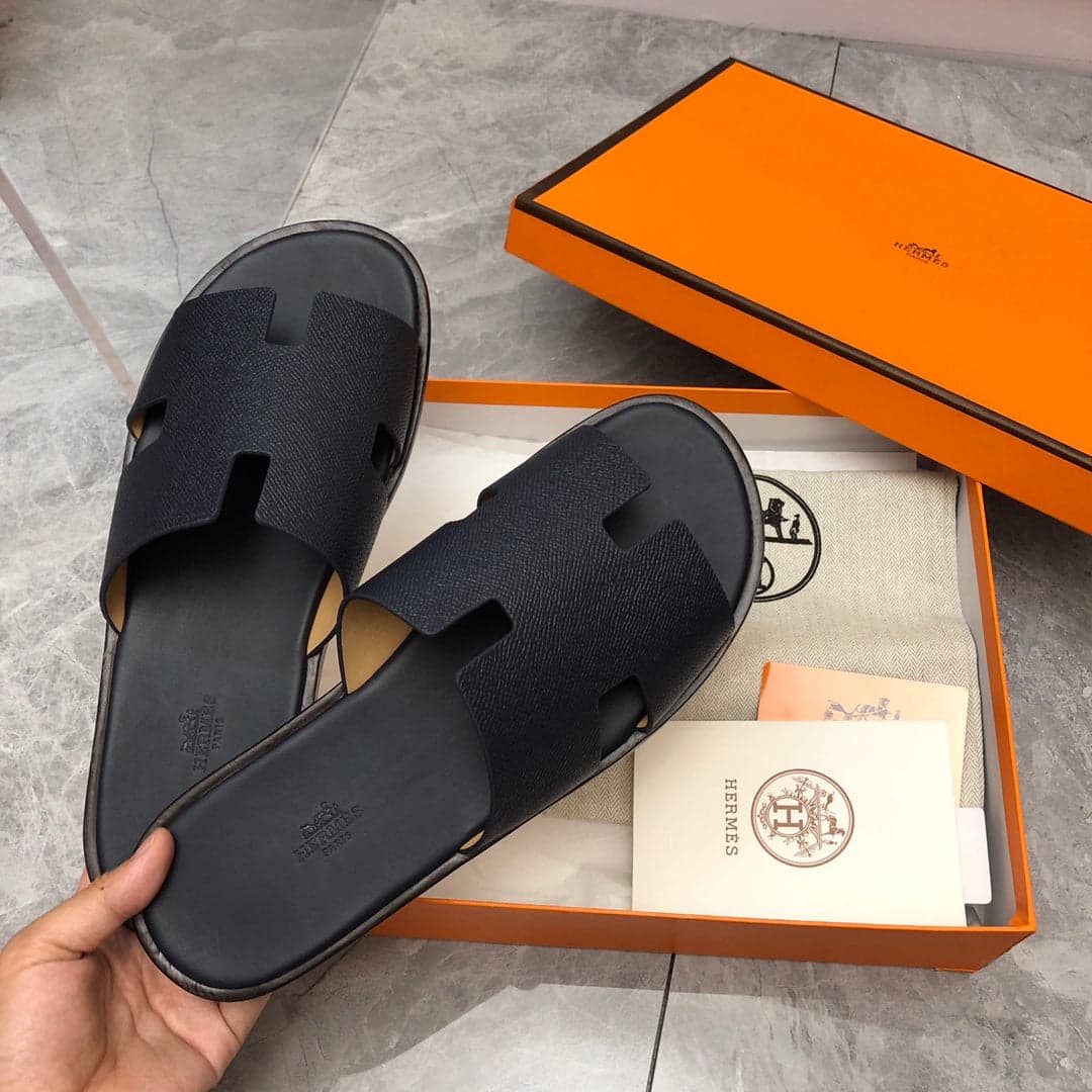 Hermes Izmir Sandal Noir Smooth Calfskin Leather Black ( Pronta entrega )