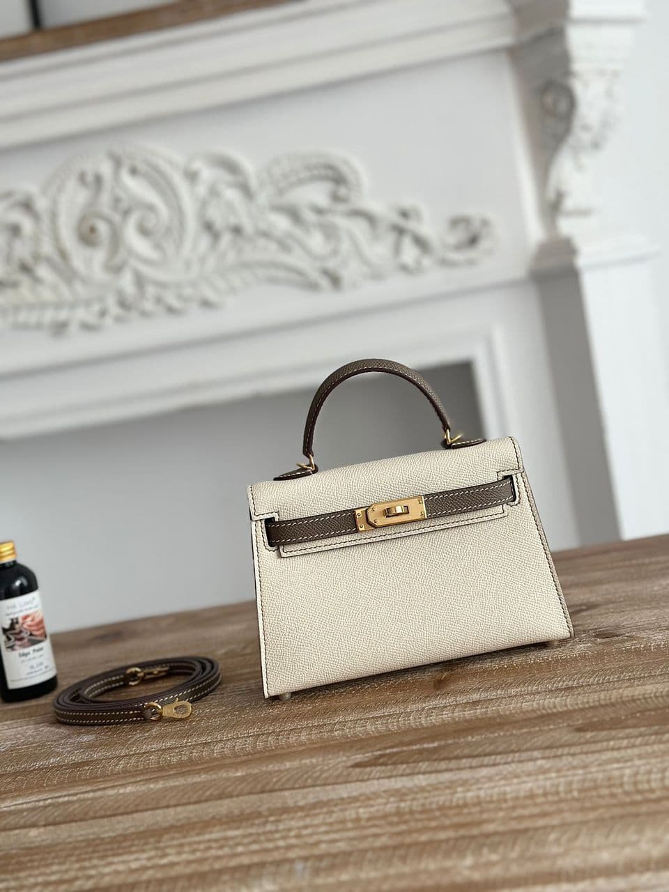Hermès Kelly Wallet Bicolor Off White Brown Gold Hardware .