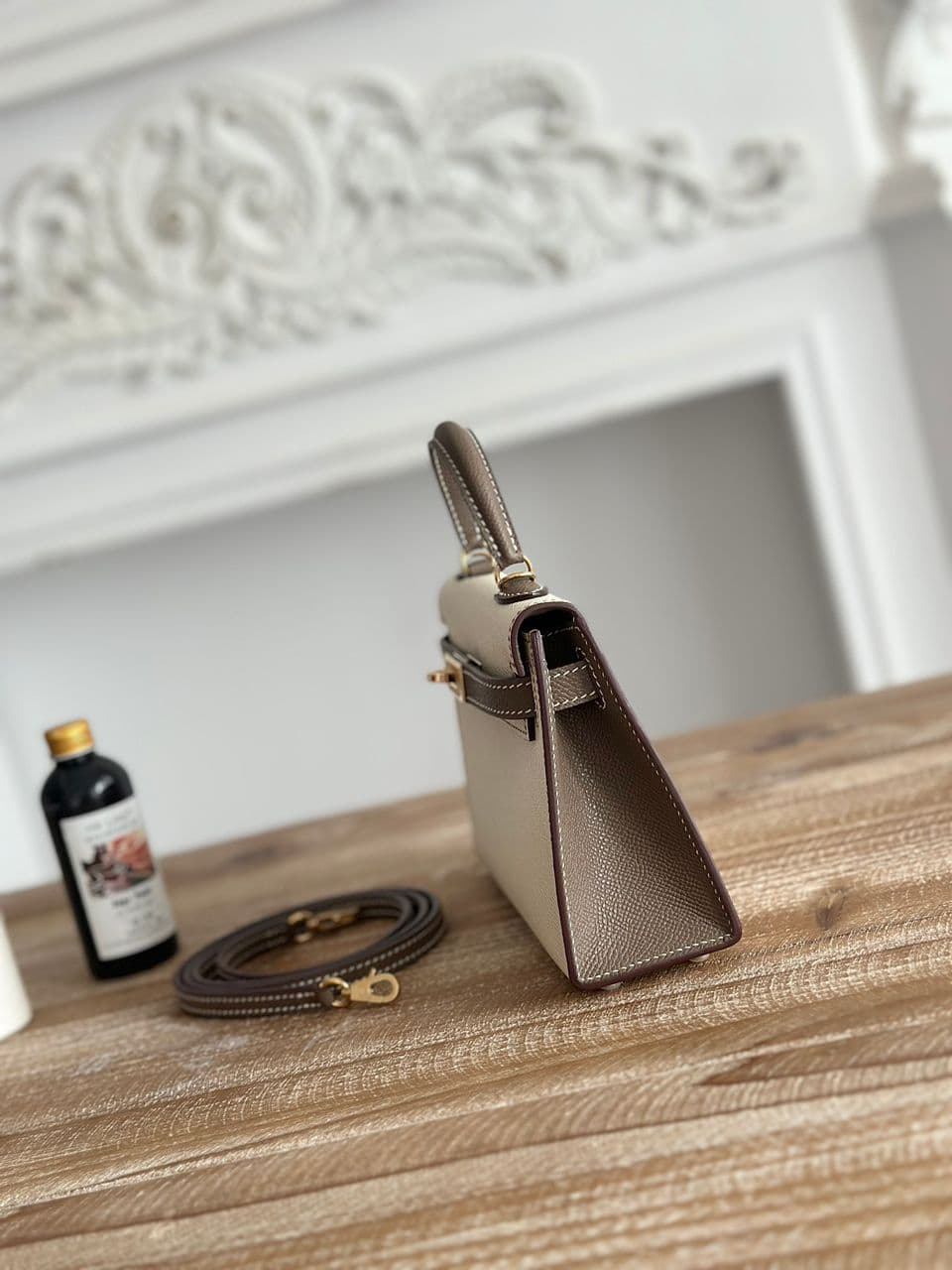 Hermès Kelly Wallet Bicolor Off White Brown Gold Hardware .