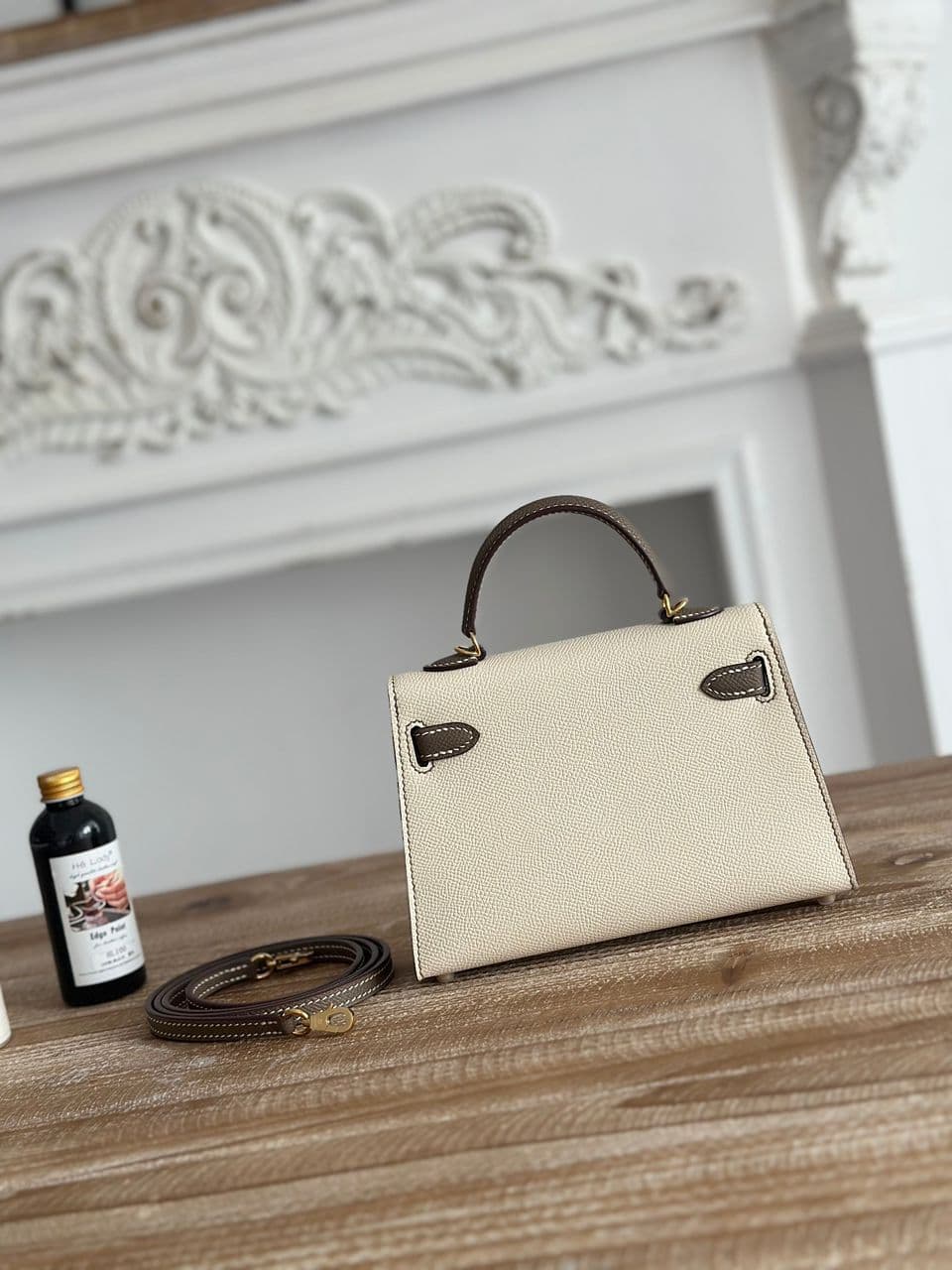 Hermès Kelly Wallet Bicolor Off White Brown Gold Hardware .