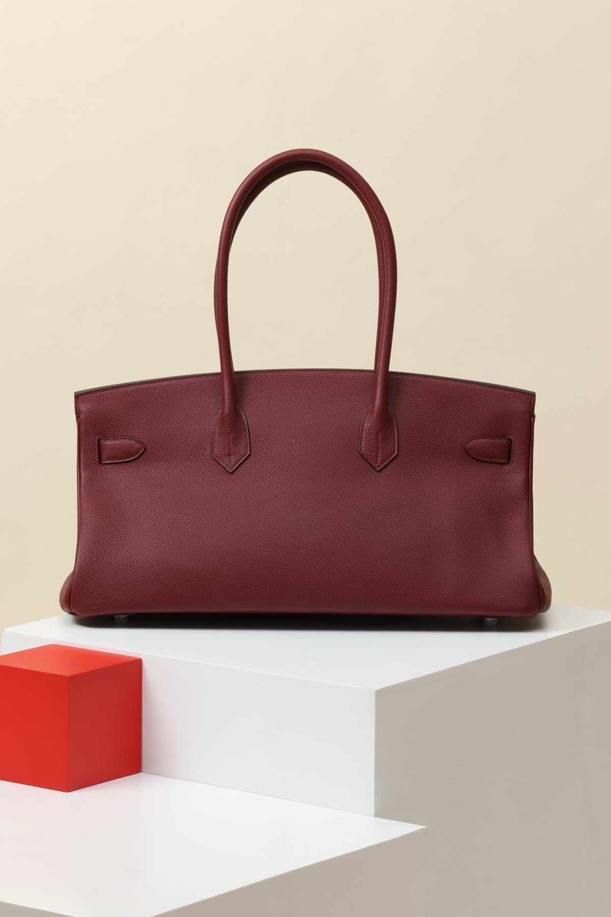 Shoulder Birkin Style Leather Burgundy
