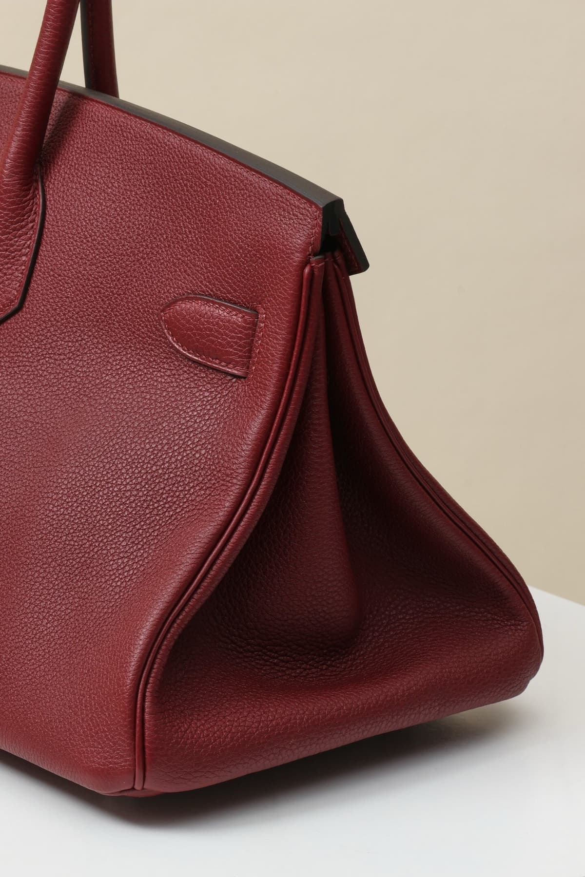 Shoulder Birkin Style Leather Burgundy