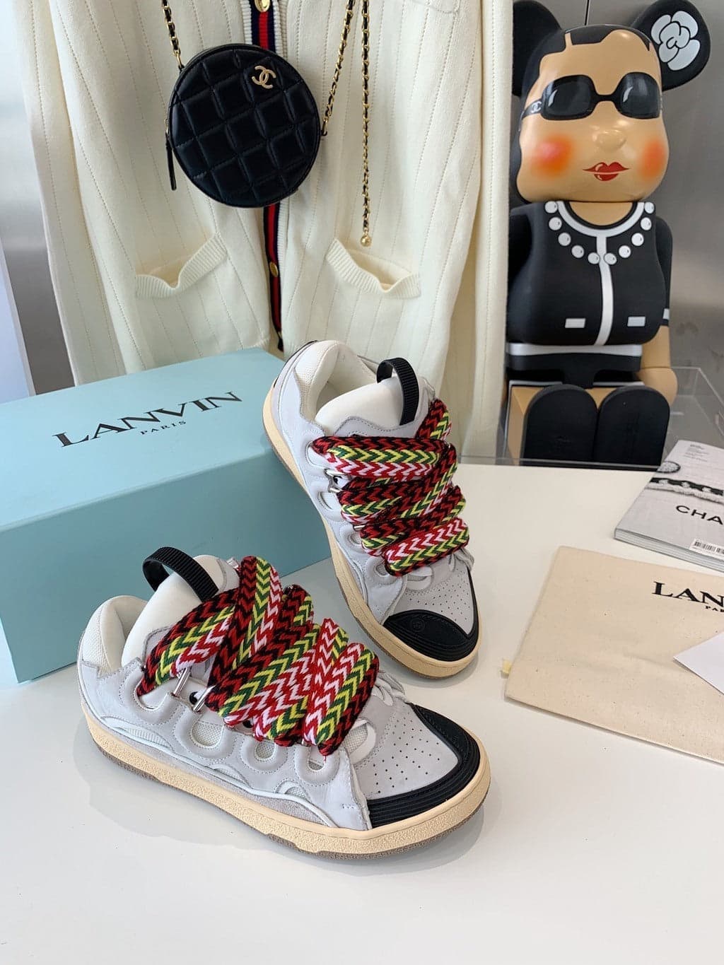 Lanvin Leather Curb White Black Gum