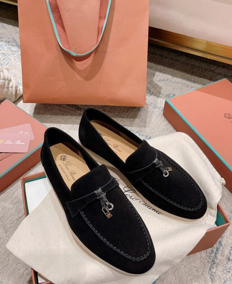 Loro Piana Summer Charms Walk Suede Black