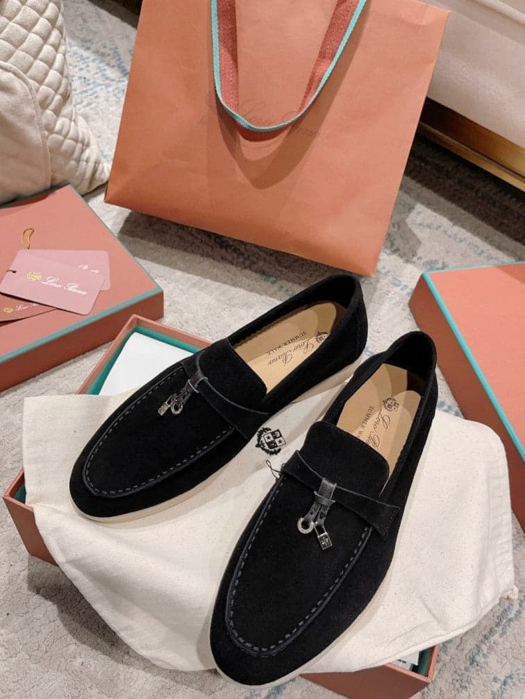 Loro Piana Summer Charms Walk Suede Black