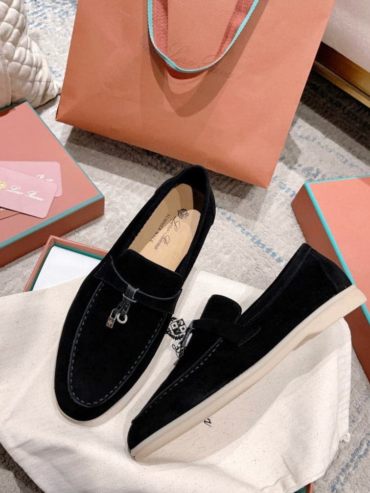 Loro Piana Summer Charms Walk Suede Black