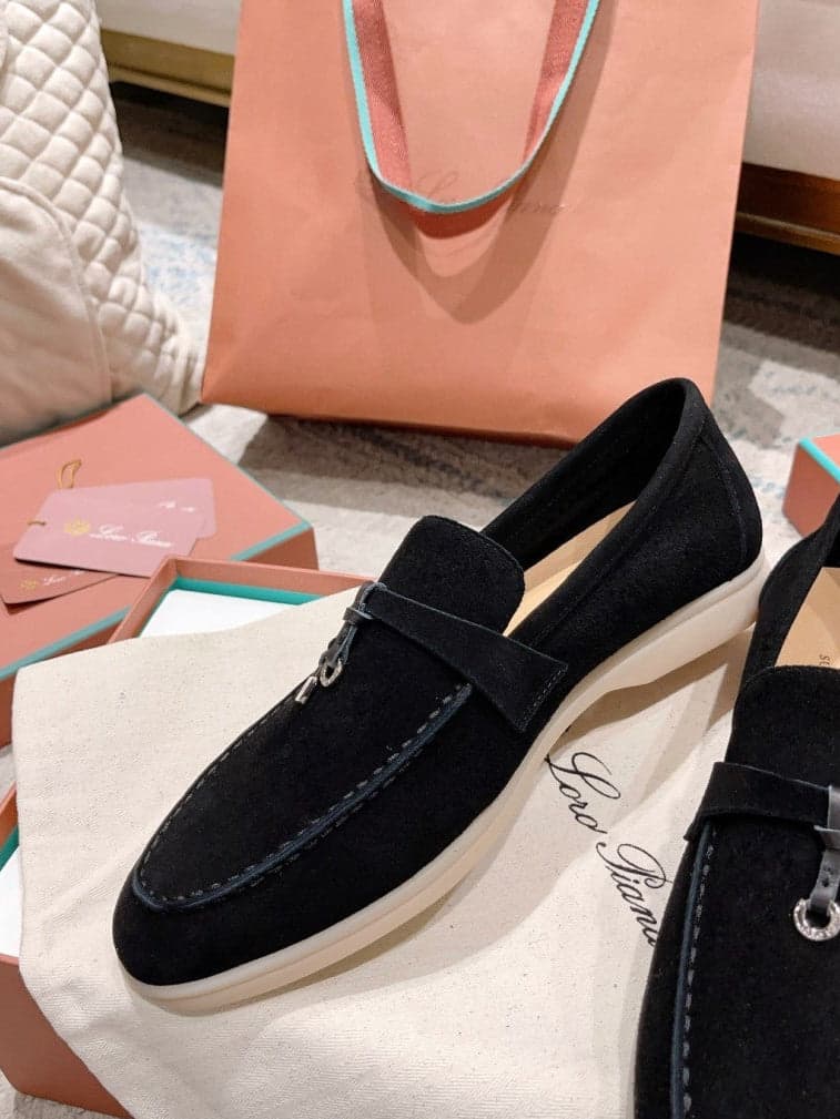 Loro Piana Summer Charms Walk Suede Black