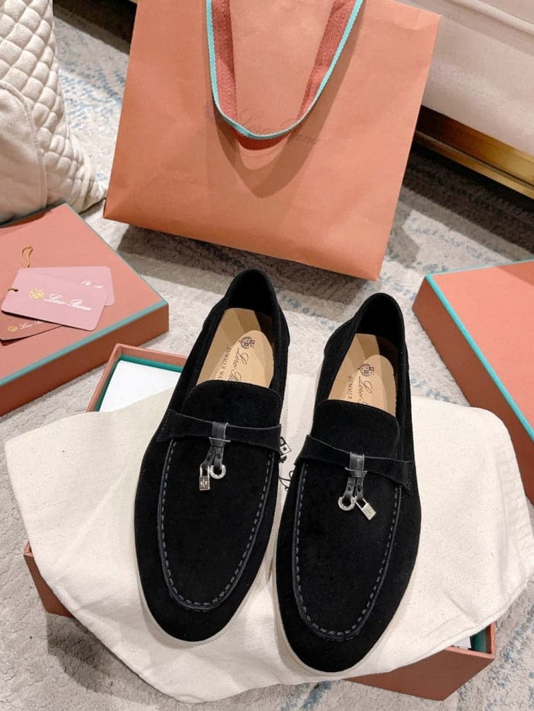 Loro Piana Summer Charms Walk Suede Black