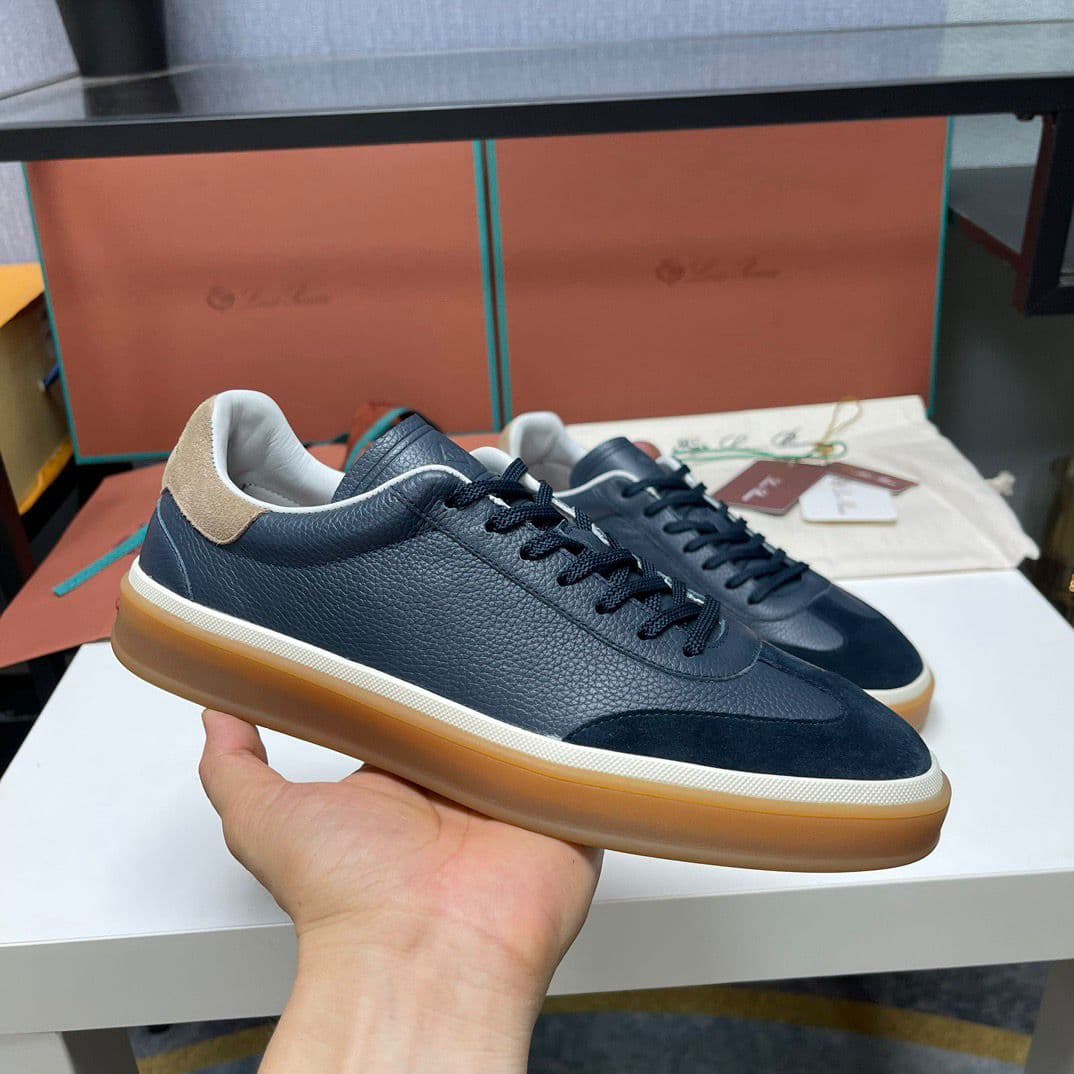 Loro Piana Tennis Walk Sneakers Black Leather