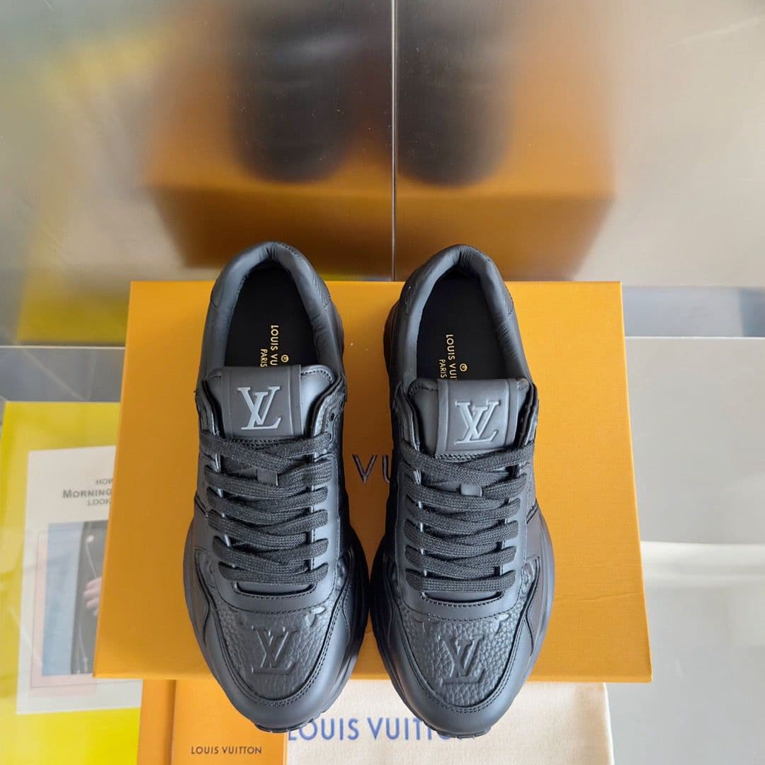 Louis Vuitton Monogram Leather Sneakers Black .