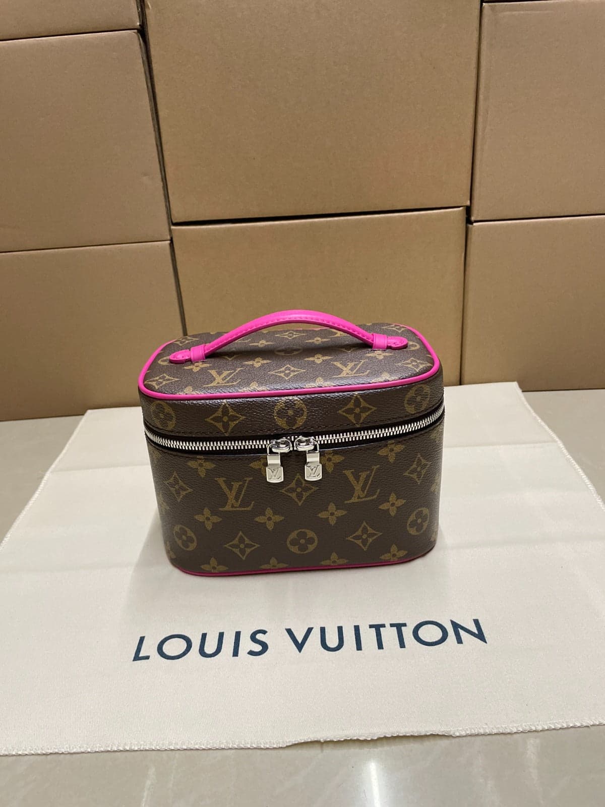 Louis Vuitton Nice Nano Monogram Canvas Pink Trim .