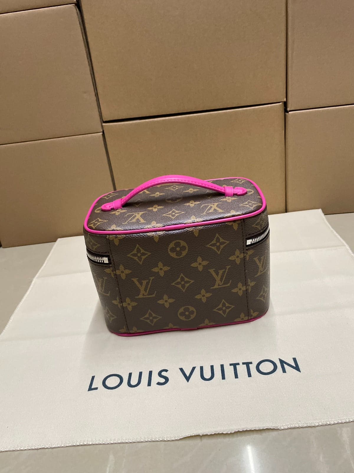 Louis Vuitton Nice Nano Monogram Canvas Pink Trim .