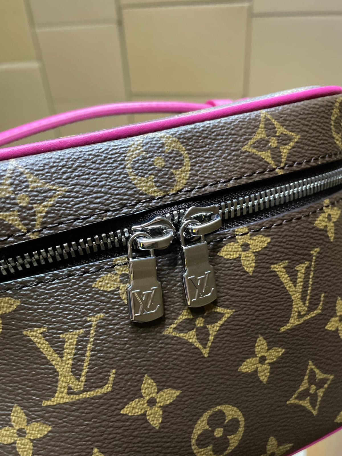 Louis Vuitton Nice Nano Monogram Canvas Pink Trim .