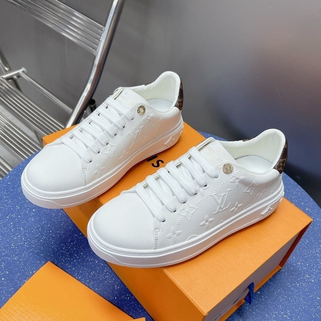 Lv Time Out Debossed Monogram Leather White.