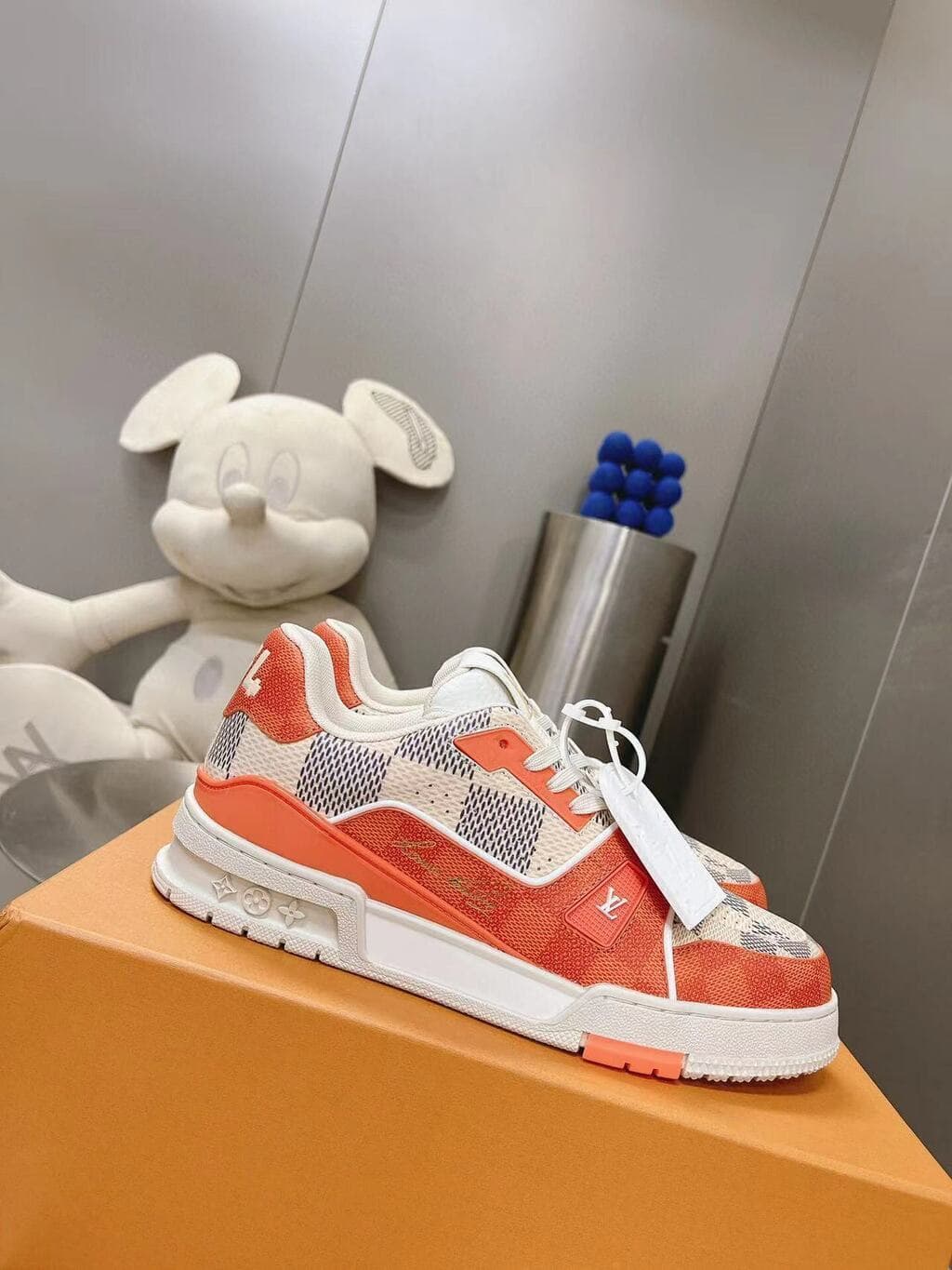 LV Trainer Damier White Orange