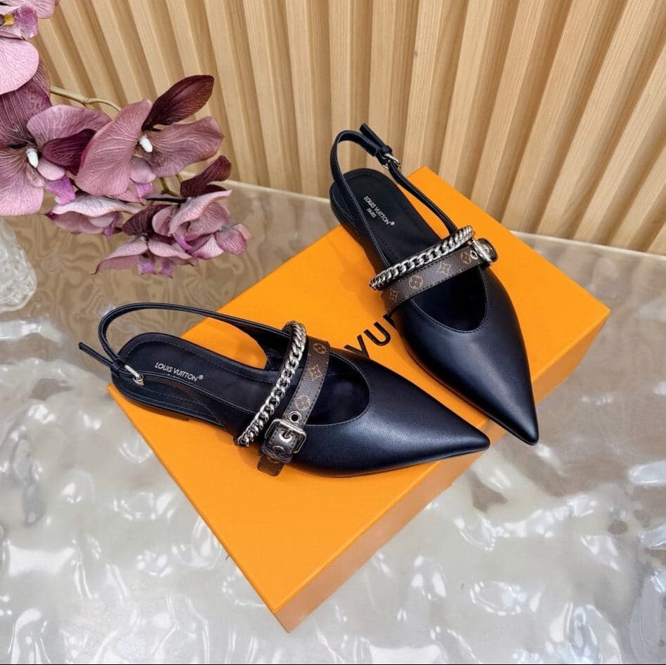 Louis Vuitton Vibe Slingback Flat Ballerina Black