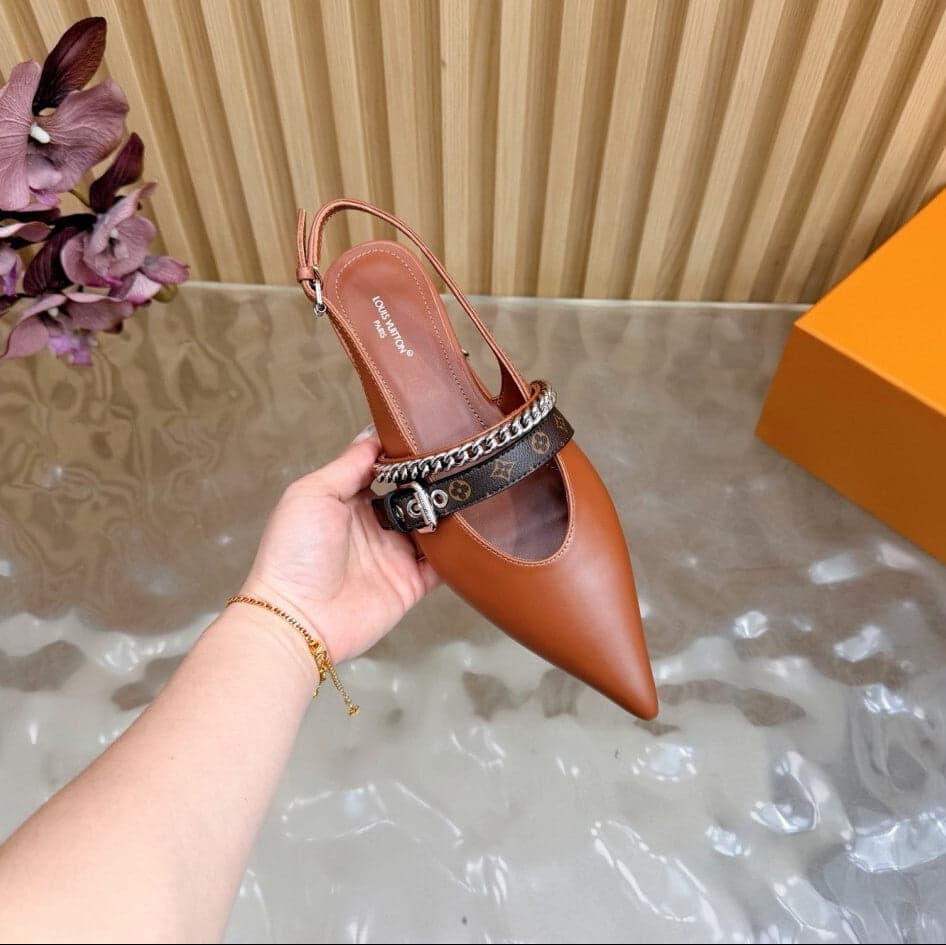 Louis Vuitton Vibe Slingback Flat Ballerina Brown