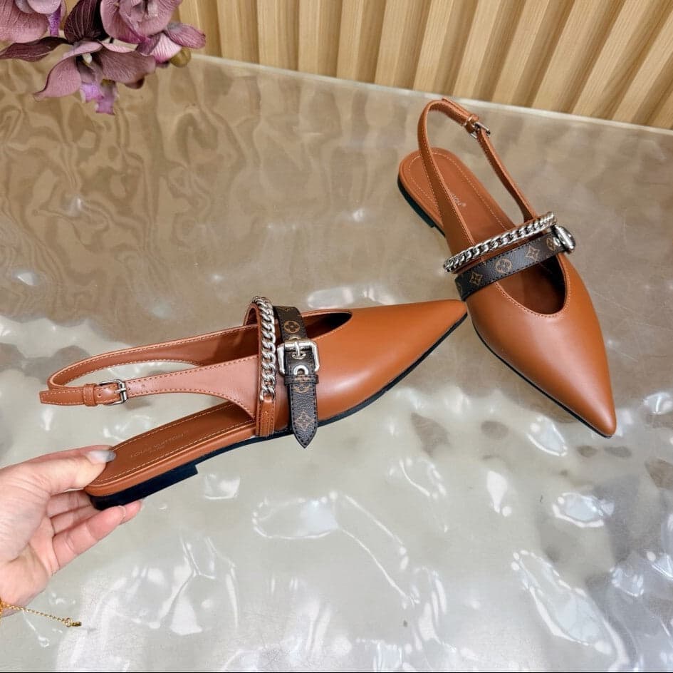 Louis Vuitton Vibe Slingback Flat Ballerina Brown