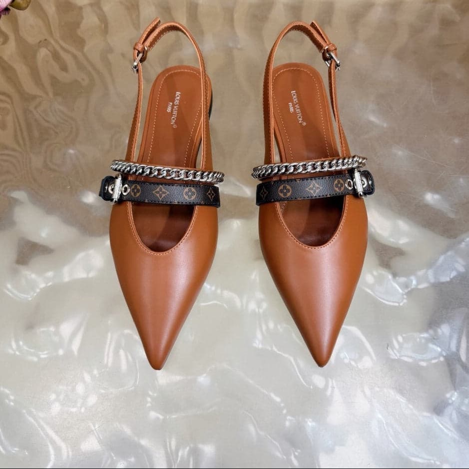 Louis Vuitton Vibe Slingback Flat Ballerina Brown
