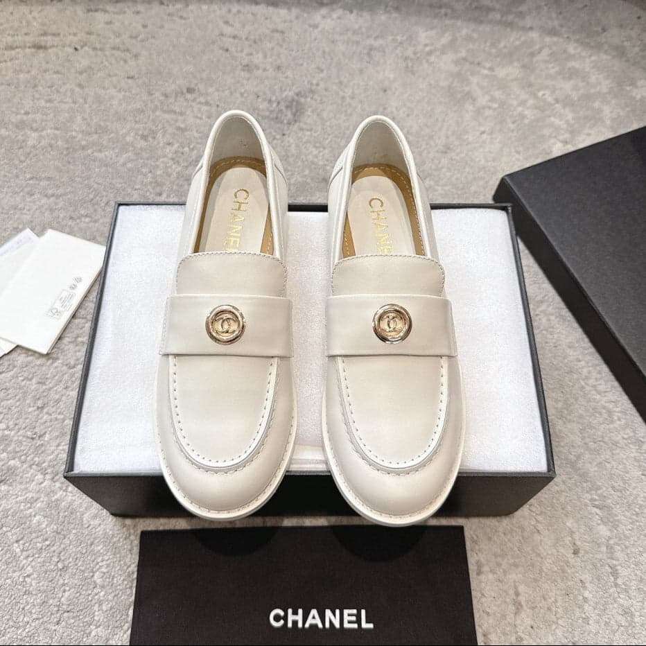 Chanel Timeless Patent Loafer white